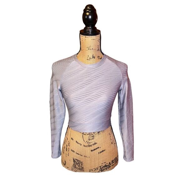 NWT Women's Lydaa Long Sleeve Grey Stretch Cropped Shirt/Top S/M - Picture 1 of 5